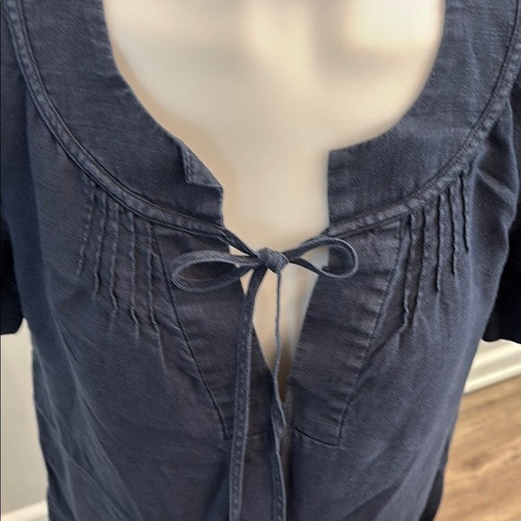 Juicy Couture 2 Linen Navy Blue Floral Embroidered Tunic Dress - Picture 7 of 8